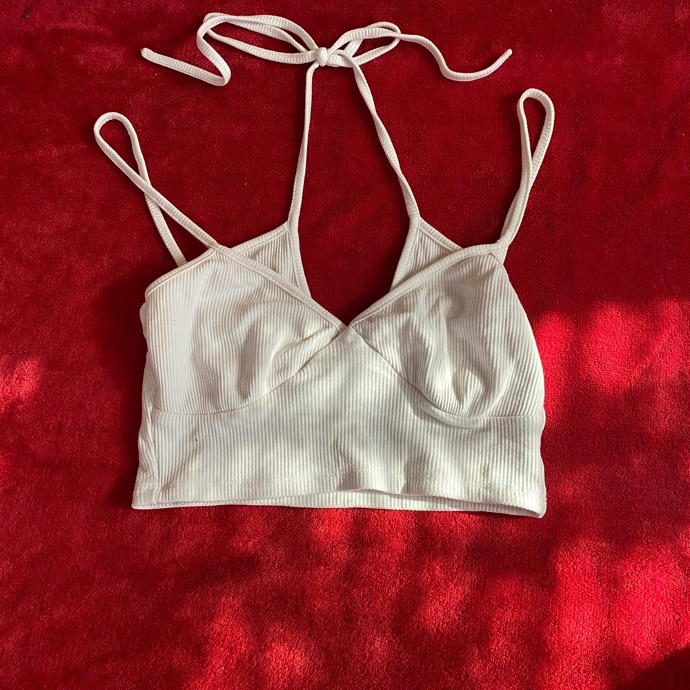 White Fox Boutique Cream Crop Top